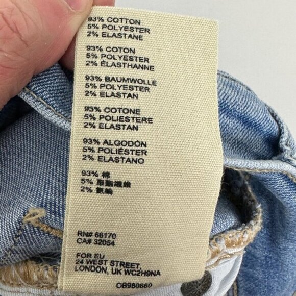 Free People Raw Hem Fringe High Rise Denim Blue Jeans Great Heights Size 27 Boho - Picture 11 of 14